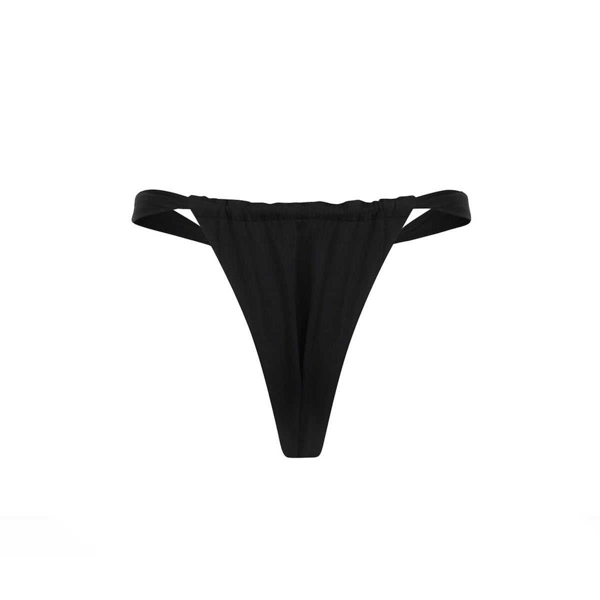 ISLA Midnight Black Ruched Wide Strap Bikini Bottom
