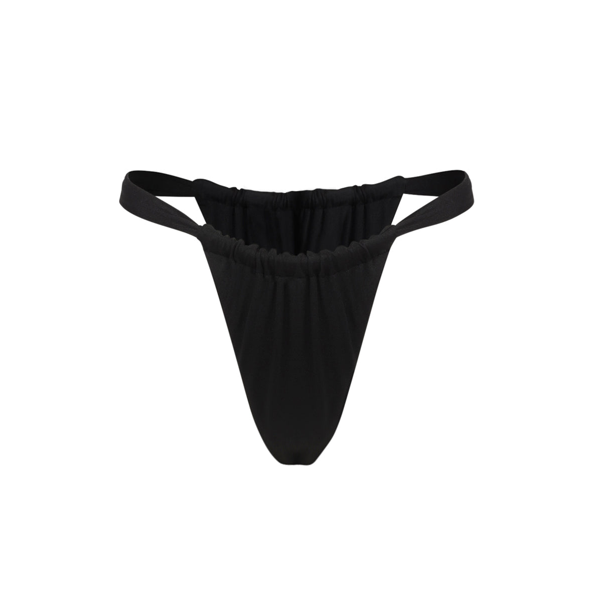 ISLA Midnight Black Ruched Wide Strap Bikini Bottom